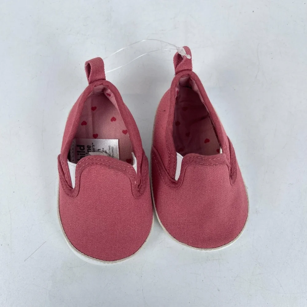 Child of Mine by Carter's Baby Kids Shoes Size 0-3M Pink Canvas Slip On GFG59926